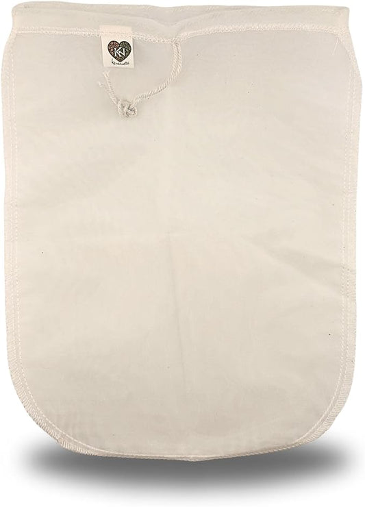 Cheesecloth 100 Micron Nylon Mesh Bag with Drawstring, Reusable & Washable Fine Mesh Filter for Kava, Nut Milk & Cold Brew Coffee | 230°F Temperature Resistant, BPA-Free Material, (10" x 12)