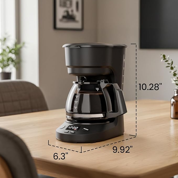 Kismile 5-Cup Drip Coffee Maker, LED Display, Timer,Anti-Drip & Shut-Off | Small Coffee Maker with Dry-Boil Protection, Removable Funnel, Compact, Ideal for Home & Office - Image 7