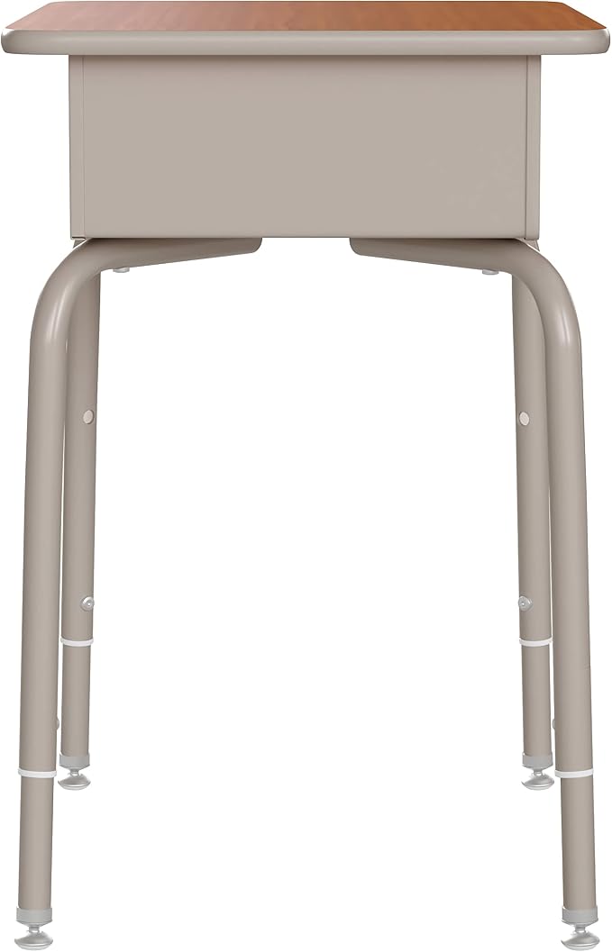 Flash Furniture Billie Student Desk - Walnut Open Front School Desk - Silver Metal Frame - 24"W x 18"D Adjustable Height, Durable for School or Remote Learning - Image 9