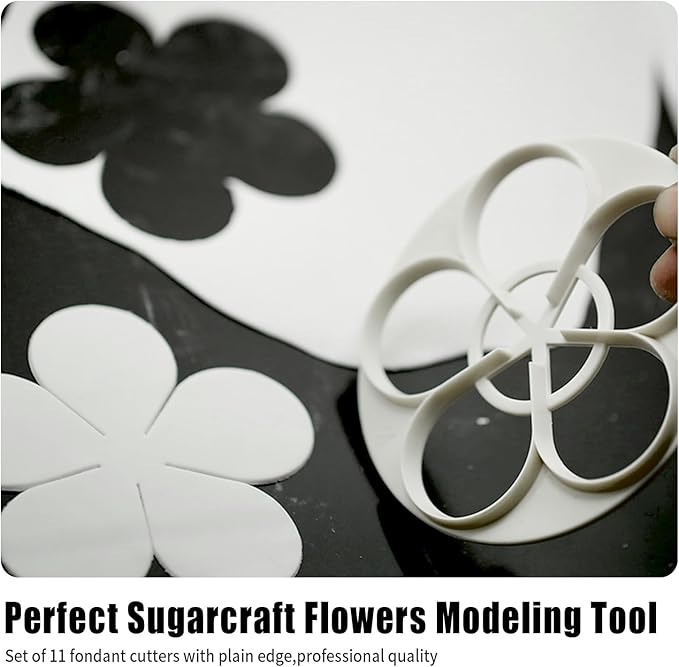 KALAIEN 11pcs set Rose Flower Cutters Set Sugar Paste Baking Mould Cookie Pastry Plunger Cutter Kitchen Tool