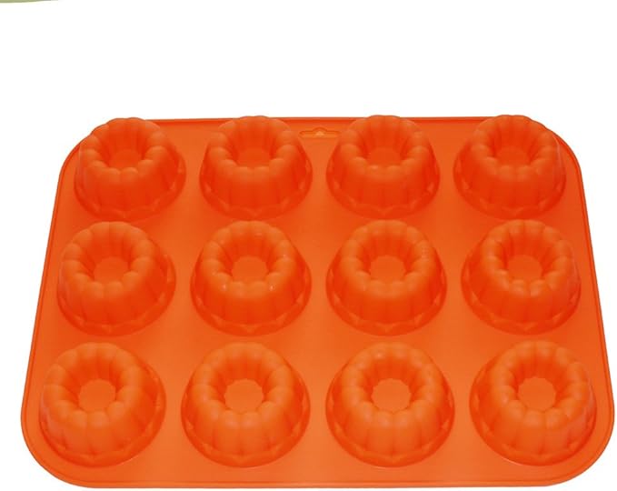 X-Haibei Donut-Shaped Mini Cake Pan Set - 12-Cavity Silicone Mold for Pumpkin Cakes, Soap Making, Jello & Chocolate | 2.7 Inch Diameter | Food-Safe & Non-Stick Baking Tray