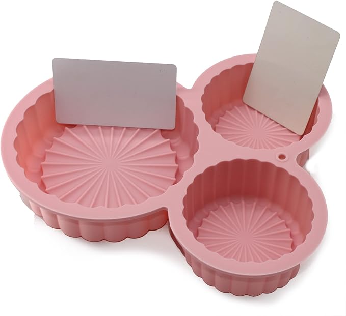 X-Haibei Round Pleats Cake Pan Jello Mousse Pizza Pudding Hamburger Bread Silicone Mold, Dia. 4.8inch, 3.2inch