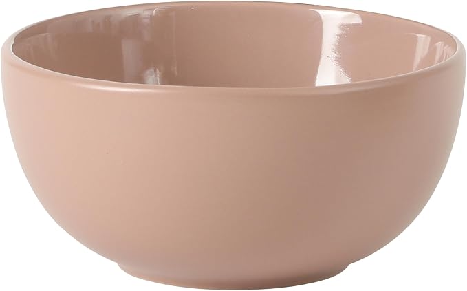 Gibson Home Rockaway 12 Piece Plates and Bowls Matte Outside/Shiny Inside Glaze Service for 4 Dinnerware Set - Pink - Dishwasher and Microwave Safe - Image 9