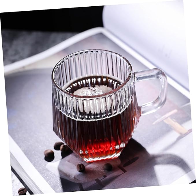6pcs Vertical Stripe Glass Beer Cups Transparent Water Mugs Heat-resistant Coffee Holders for Home Kitchen and Cafe Use