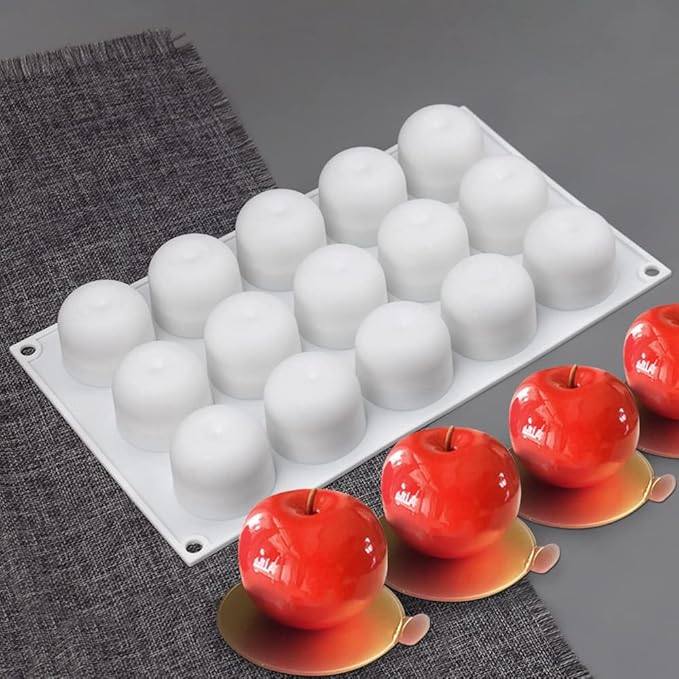 Silicone Mold Baking Pan Non-Stick Baking Pastry Chocolate Cake Dessert DIY Decoration Tools (Apple S_11.8x6.8x0.14 inch)