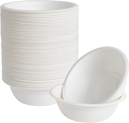 ECOLipak 16 oz Paper Bowls, [150-Pack] Compostable Paper Bowls Bulk, Heavy-duty Disposable Bowls for Hot And Cold Food