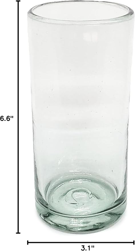 Clear 20 oz Tall Iced Tea Glasses (set of 6), Hand Blown Mexican Glassware, Recycled Glass Drinking Glasses, Lead-Free, Cocktail Margarita Glasses, Wine Glasses, Shot Glasses, Whiskey Glasses (IceTea) - Image 9