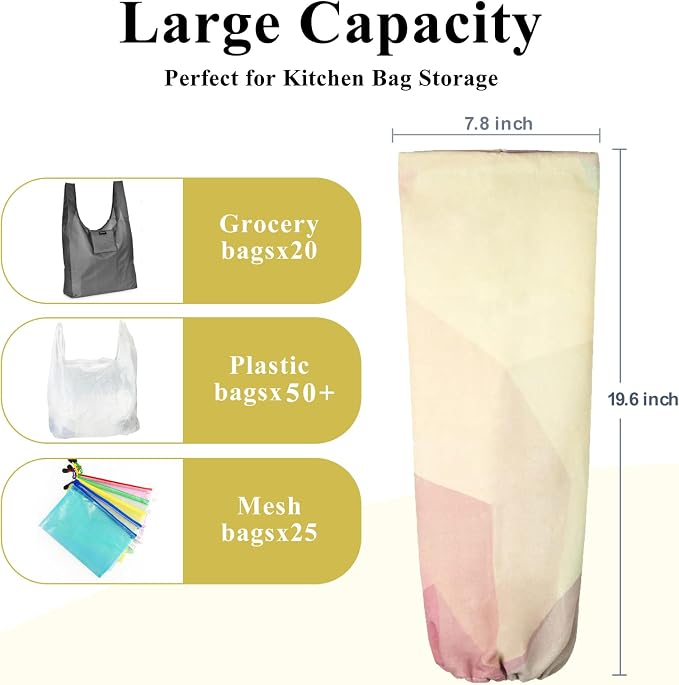 Plastic Bag Holder, Wall Mount Plastic Bag Organizer Dispenser, Heavy Duty Grocery Bag Storage Holder for Home Kitchen Camper (Gradient) - Image 3