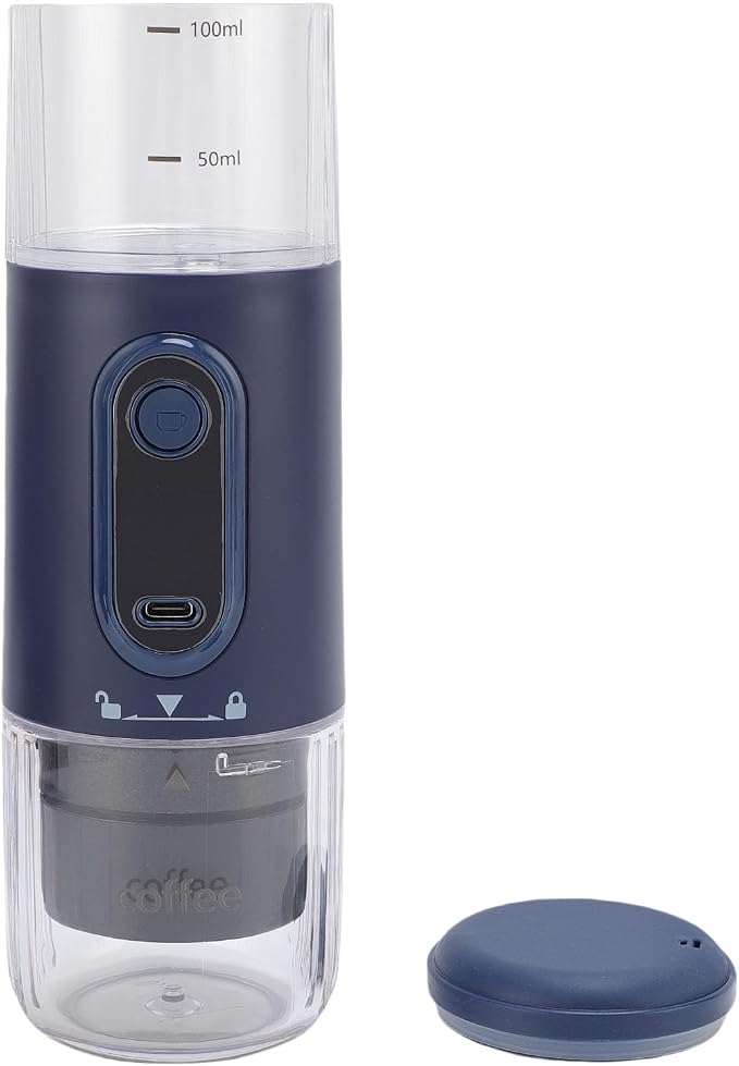 GOTOTOP Portable Coffee Machine, ABS Travel Coffee Maker with 2500mAh Rechargeable Battery, Capsule and Ground Compatible, 100ml for Camping Hiking Car Office (Navy Blue) - Image 3