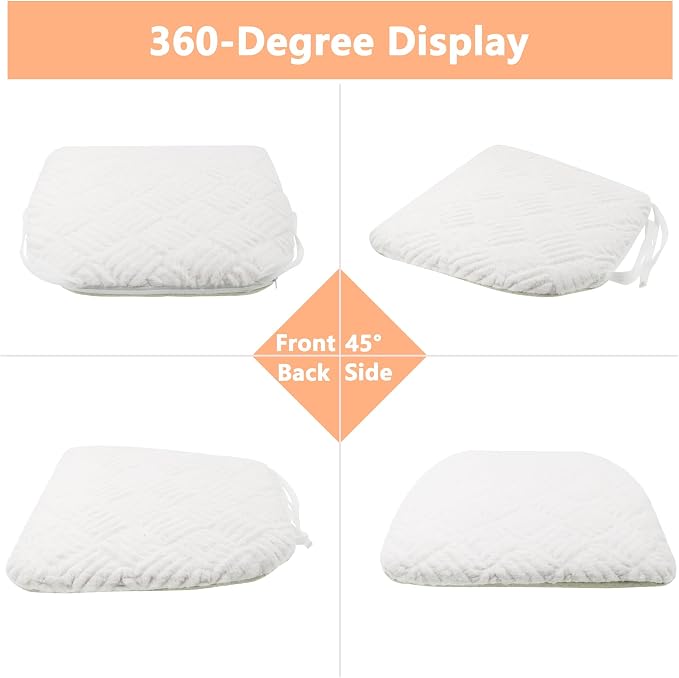 Plush Chair Cushion, Oval Chair Cushion Pad,Ultra Soft Nonslip Seat Pad,Comfortable Chair Cushion Cover,2PCS Memory Foam Chair Seat Cushion for Home Office Kitchen Dining Chairs White - Image 5