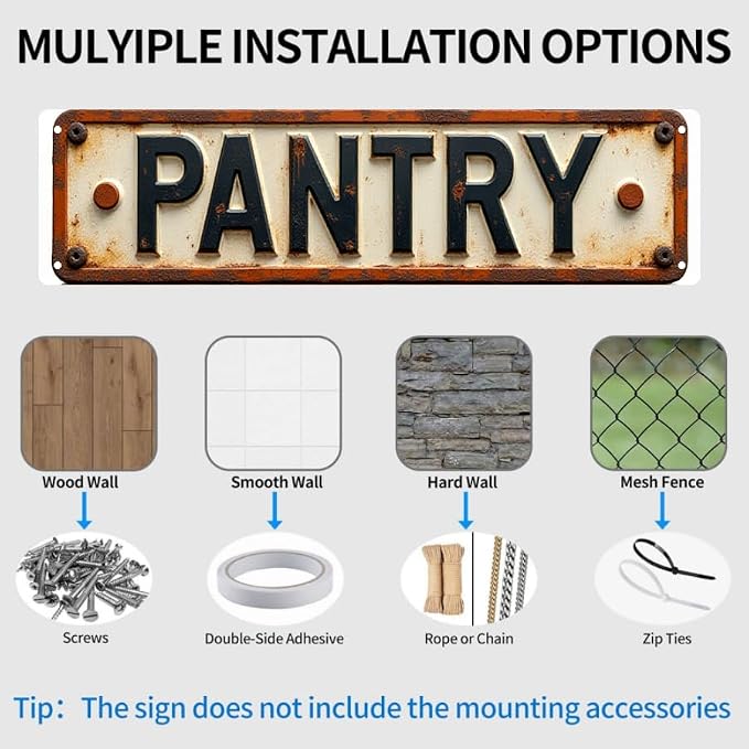 Wall Decor 16 * 4 Inch Tin Signs PANTRY Kitchen Storage Space Retro Mark Decor - Image 5