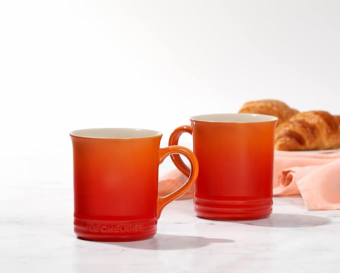 Le Creuset Stoneware Vancouver Mug, Set of 4, 14 oz. each, Flame - Image 5