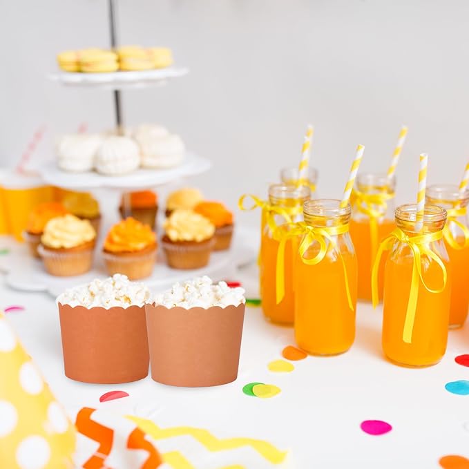 Whaline 120 Pcs Fall Orange Paper Baking Cups Scalloped Edge Cupcake Wrappers Gradient Orange Cupcake Muffin Cases for AutumnThanksgiving Party, 3 Colors - Image 4