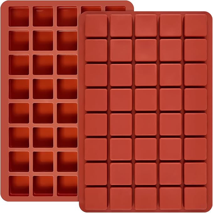Puyeipt Mini Square Silicone Candy Molds, 2 Pack, 80 Cavities | Bite Size, Jello Molds, Mini Cube Molds for Caramel, Truffles, Ganache, Gummy, Chocolate, Ice Cube by Puyeipt