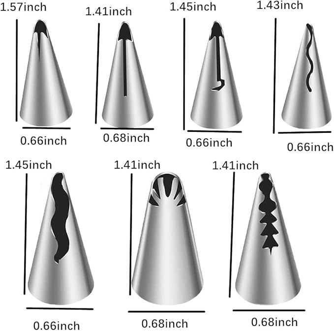 7-Piece Pleated Skirt Piping Nozzles Set, Stainless Steel Piping Nozzles Kit for Pastry Fondant & Cake Decorating Supplies - Baking Tools (Silver)