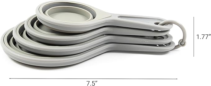 French Culinary Institute Premium 4-Piece Collapsible Measuring Cup Set, Gray