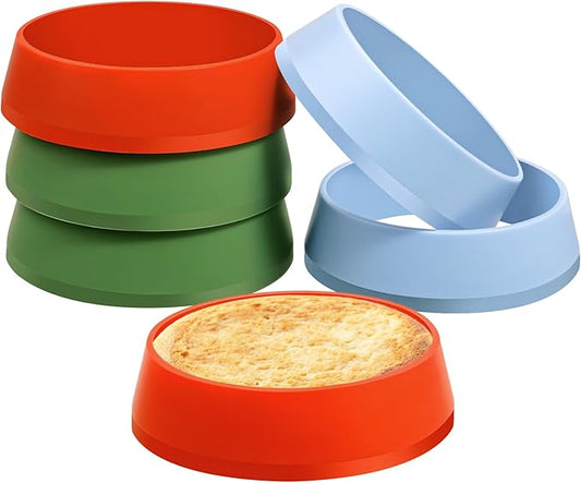 KOLUTI 6 Pack 3.15 Inch Nonstick Silicone English Muffin Rings, Durable Round Frying Egg Patty Omelette Cooker Mold, Circle Ring for Crumpet Pancake Pastry Cookie Baking, BPA Free and 3 Colors
