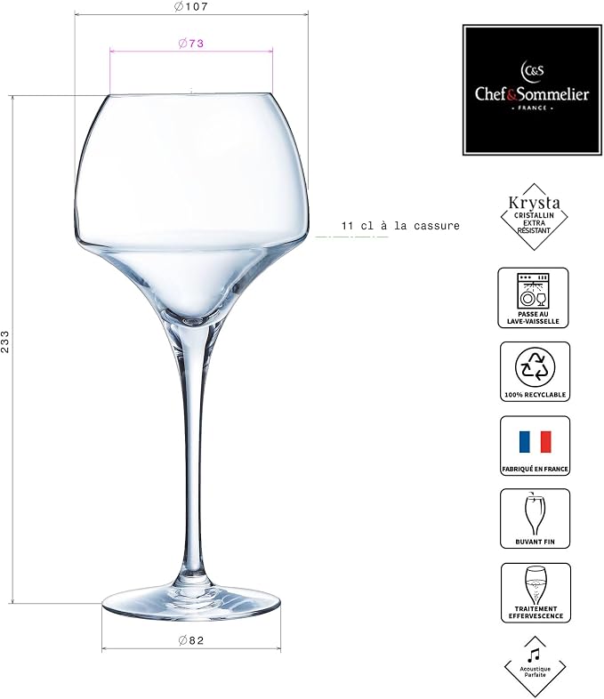 Chef & Sommelier - Open Up Collection - 6 crystal wine glasses 55cl - Tannic - Modern and Elegant - Made in France - Reinforced packaging - Image 6