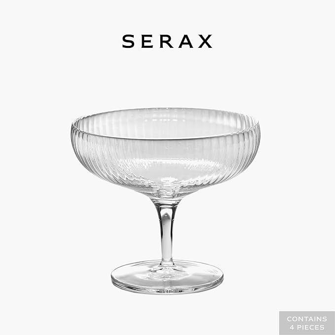 Serax Champagne Glass | Inku Glassware by Sergio Herman | 4 Coupe Glasses 15 cl | Clear Drinking Flutes Set | Transparent Luxury Copas for Dinner at Home with Wine, Wedding | Kitchen Sets - Image 2