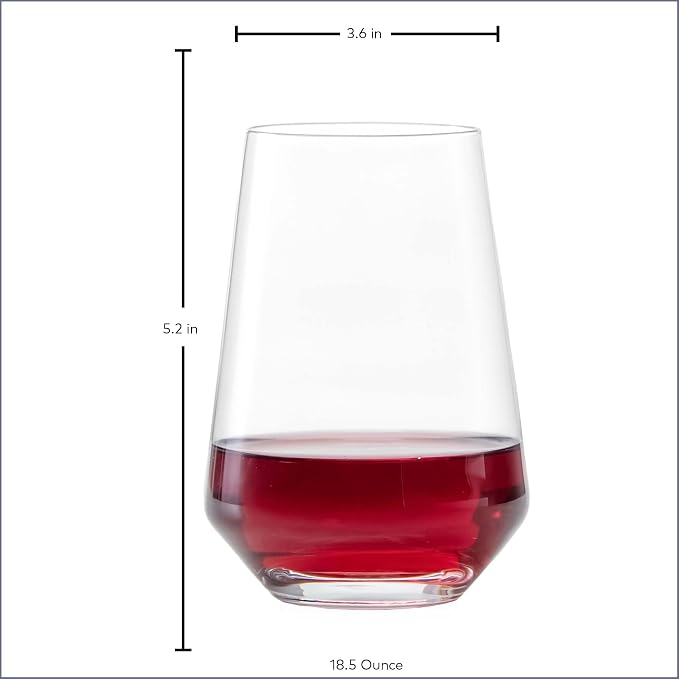 Zwiesel Glas Pure Stemless Bordeaux Glass (Set of 6), Red Wine Tumbler for Bordeaux, Dishwasher-Safe Machine-Made Tritan Crystal Glasses, Made in Germany (18.5 Ounce) - Image 6
