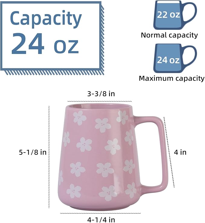 24 oz Large Ceramic Coffee mugs, Extra Large Cup, Big Handle (24 oz violet) | Extra Large Tea and Coffee Cups, Large Handle Coffee Mug for Office and Home, Microwave and Diahwasher Safe - Image 2