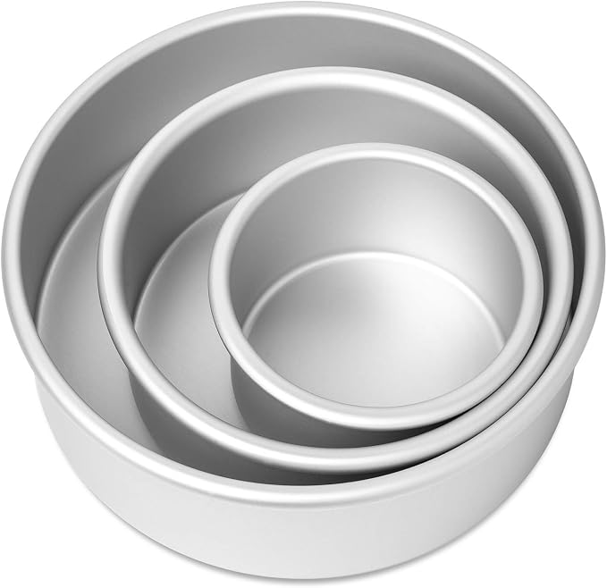 3-Piece Round Cake Pan Set - Includes 4 x 2, 6 x 2 and 8 x 2 Inch Anodized Aluminum Layer Cake Pans Baking Tins - Image 3