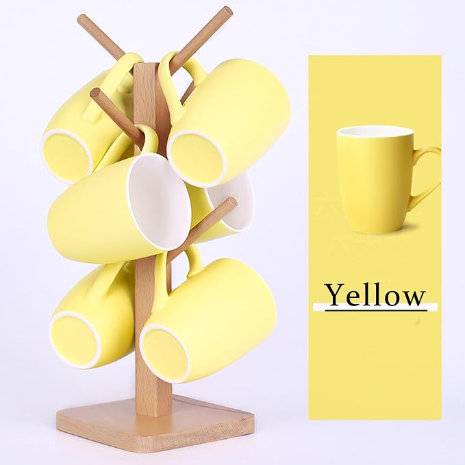 Coffee Mugs Set of 6, 12oz Ceramic Coffee Mugs with Handle, Matte Porcelain Yellow Coffee Mug for Latte, Tea, Cocoa, Cappuccino, Cups for Women Men for Home Restaurant Mug (Yellow) - Image 4