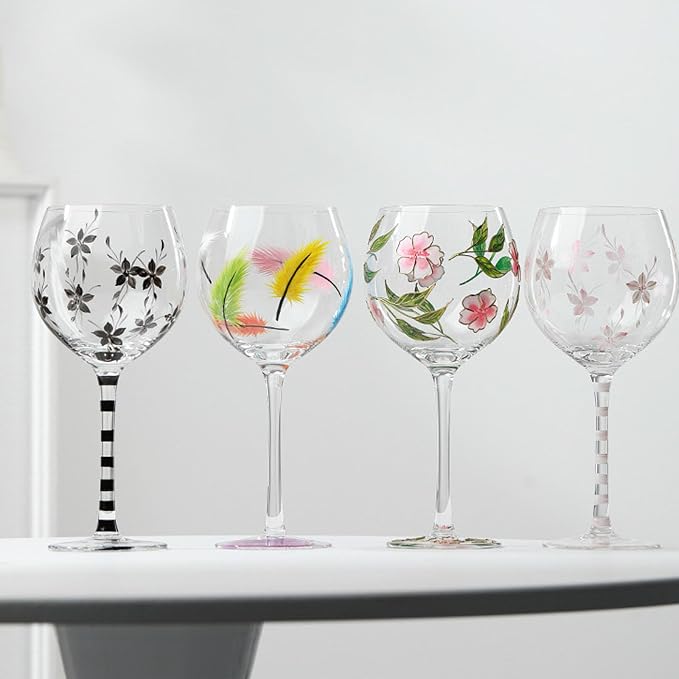 Unique Glass Goblet with Intricate Hand Painting Wine Glass Transparency High-Arched Cup Glassware for Gifting Drinkware Wine - Image 6