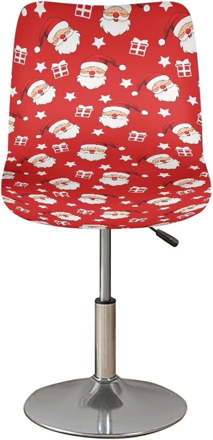 Christmas Santa Claus Bar Stool Covers, 2 Pcs Stretchable Barstool Slipcovers with Back for Bar Counter Kitchen Island - Image 2