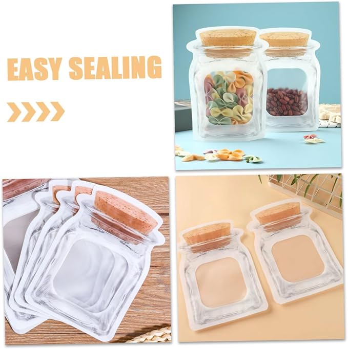 ERINGOGO 50pcs Small Self-sealing Jar Bags for Cookie Packing Decorative Food Storage Pouches Stand-up Snack Wrapping Bags Creative Design for Baked Goods and - Image 3