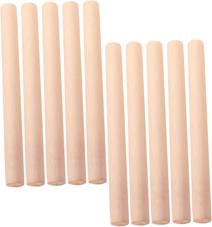 Uonlytech 10pcs Wood Rolling Pin for Baking and Dumpling Making, Smooth Non-burr Surface Wooden Dough Roller, Sturdy Khaki Baking Tool for Families and Pasta Preparation by Uonlytech