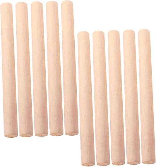 Uonlytech 10pcs Wood Rolling Pin for Baking and Dumpling Making, Smooth Non-burr Surface Wooden Dough Roller, Sturdy Khaki Baking Tool for Families and Pasta Preparation by Uonlytech