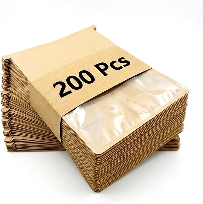 200 Pack Eco-Friendly Kraft Paper Bakery Bags with Clear Window, Reusable Tin Tie Tab Lock for Sealed Freshness, Baked Goods Packaging for Gifting and Bake Sale Large(8.7 * 11 * 4.3Inches) - Image 7