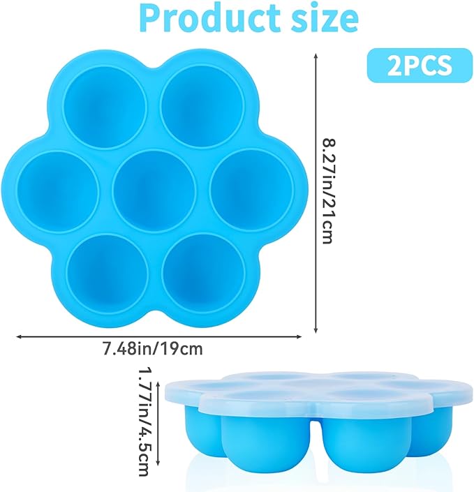 2 Pack Silicone Egg Bite Molds,Non-Stick 7 Cups Silicone Muffin Pans for Baking,Air Fryer Accessories for Baking Egg Bite, Cupcake, Tart, Bread(Blue & Green)