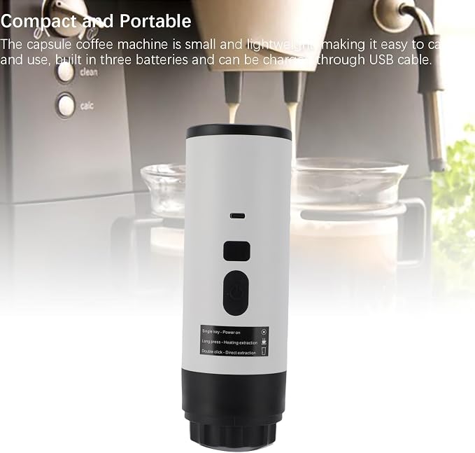 Portable Capsule Coffee Maker 72W Cordless Heating, Automatic Small Electric Coffee Machine for Travel Home Outdoor, 304 Stainless Steel Builtin Battery - Image 4