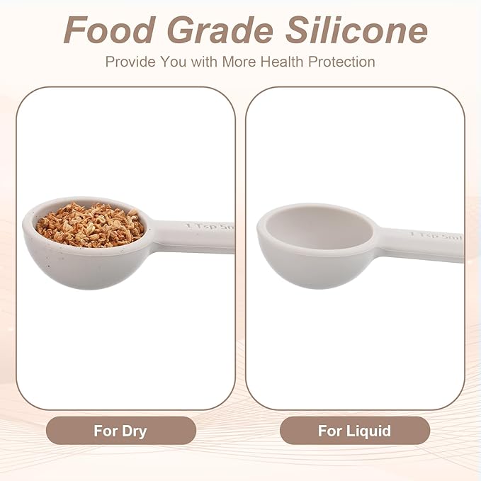 2 PCS Food Grade Silicone Measuring Spoon, (1/3tbsp, 5 ml) Single Teaspoon Scoop with Hanging Hole Mini Measure for Coffee Baking Cooking
