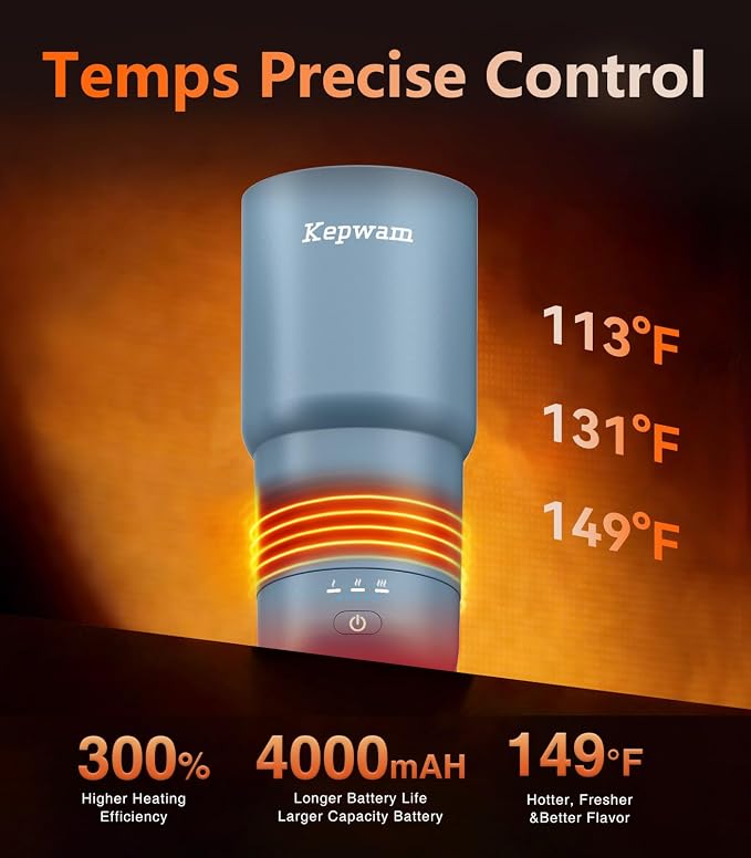Kepwam Heated Coffee Mug Rechargeable T3, 20oz Self-Heating Travel Mug for Coffee with 1℉ Precise Temperature Control & App, Portable Cup Warmer for Outdoor & Car (Fits Cup Holders) - Image 2