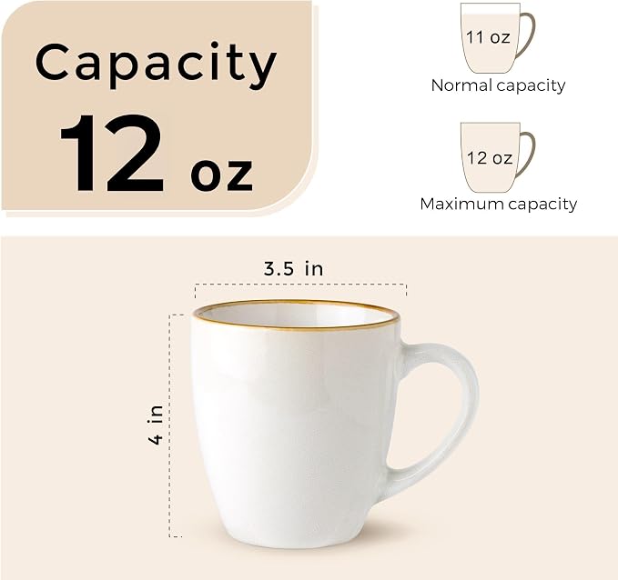 GBhome Ceramic Coffee Mugs Set of 4, 12oz Stoneware Coffee Mugs Set For Dad Mom Women MEN, Light Weight Ceramic Coffee Cups for Latte/Tea/Beer/Hot Cocoa, Dishwasher & Microwave Safe - Image 3