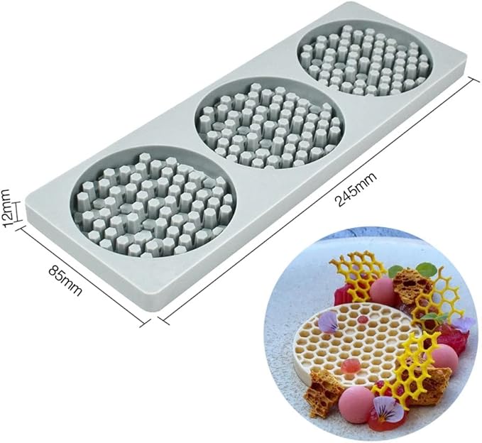 Honeycomb Silicone Mold 3D Honeycomb Lace Mat Fondant Molds Lace Pad Baking Cake Chocolate Candy Mold for Cupcake Decorating Tools Kitchen…