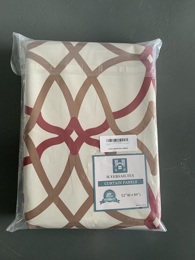 H.VERSAILTEX Blackout Curtains Printed Design for Bedroom 84 Inch Length Thermal Insulated Curtains for Living Room Modern Grommet Window Drapes 2 Panels Set, Taupe and Red - Image 6
