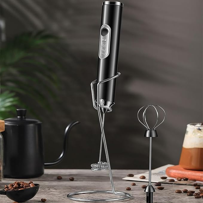 Milk Frother – Portable Handheld Mixer, 3-Level Powerful Mini Foamer with Stainless Whisk, Drink Mixer Details for Smooth Blends, Electric Foamer for Egg White Cream Hot Chocolate Cocoa