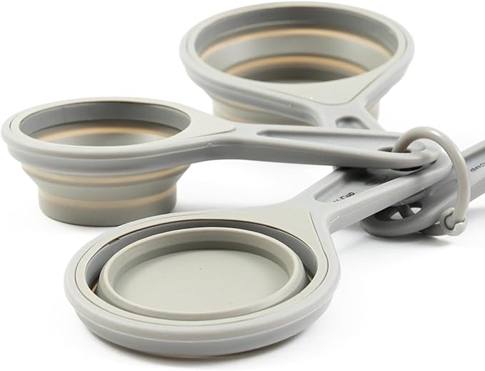 French Culinary Institute Premium 4-Piece Collapsible Measuring Cup Set, Gray