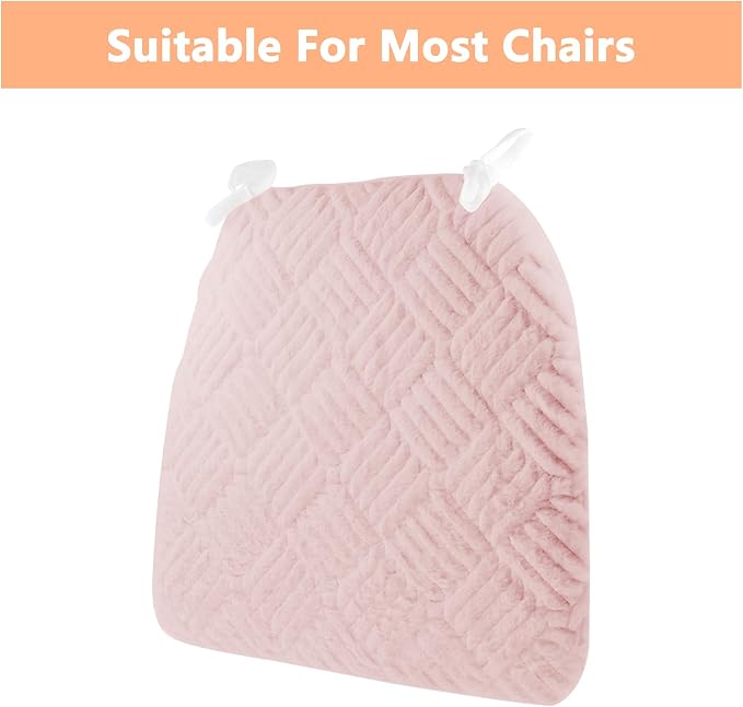Plush Chair Cushion, Oval Chair Cushion Pad,Ultra Soft Nonslip Seat Pad,Comfortable Chair Cushion Cover,2PCS Memory Foam Chair Seat Cushion for Home Office Kitchen Dining Chairs Hot Pink - Image 4