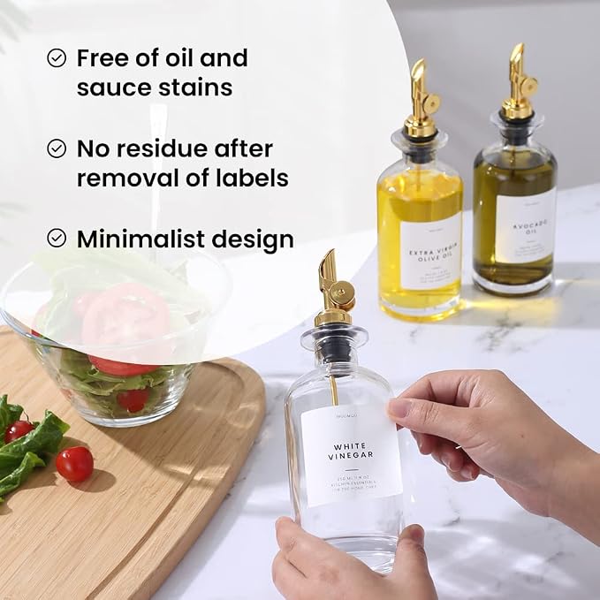 Molimoli Oil and Vinegar Dispenser with Metal Pour Spout, Weighted Pourer, Glass Bottle Dispenser for Kitchen, Olive Oil Cruet, Glass Olive Oil Bottle | 350ml, Set of 2 - Image 5