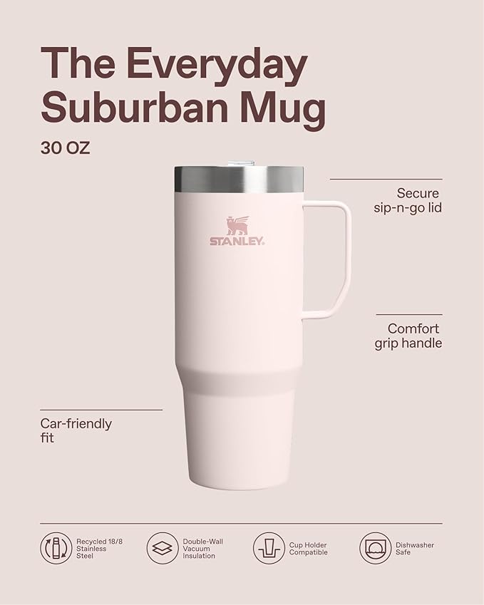 STANLEY The Everyday Suburban Mug | 30 oz | Drink Through Lid | Cup for Coffee, Tea and Drinks | Insulated Stainless Steel Coffee Mug | BPA-Free | Dried Pine - Image 4
