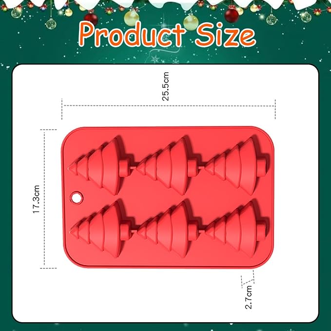 1 Pcs Christmas Silicone Molds for Chocolate Xmas Tree Shape Candy Soap Baking 12-Cavity Reusable Molds for Making Gummy Candy Gelatin Ice Cubes Biscuits Cake Decorating