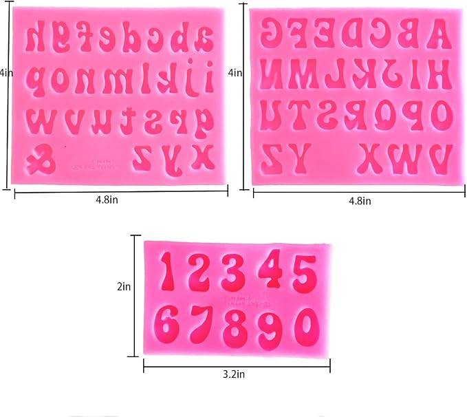 Letters Molds and Numbers Molds, Silicone Fondant Mold Chocolate Molds, 0-9 Number and 26 Letters Silicone Molds for Baking Desserts and Cake Decoration (3 pack) - Image 2