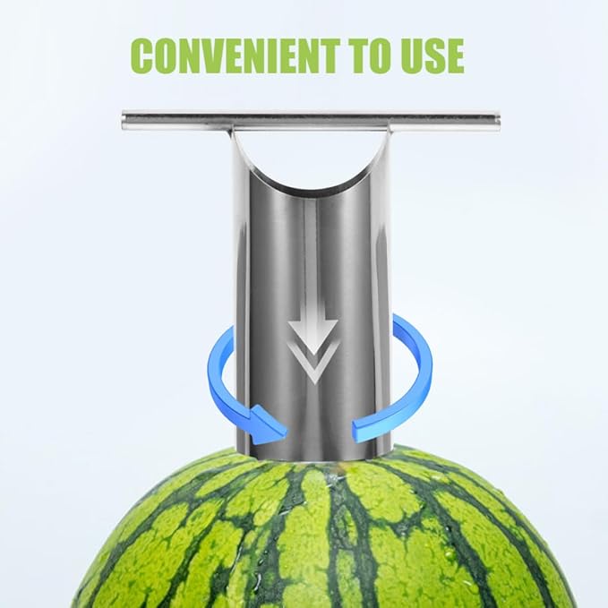 Kichvoe Stainless Steel Watermelon Puncher Cutter Core Tool, Round-shaped Ring Edge Fruit Watermelon Opening Tool, Versatile Manual Coring Gadget for Kitchen and Fruit Preparation - Image 4