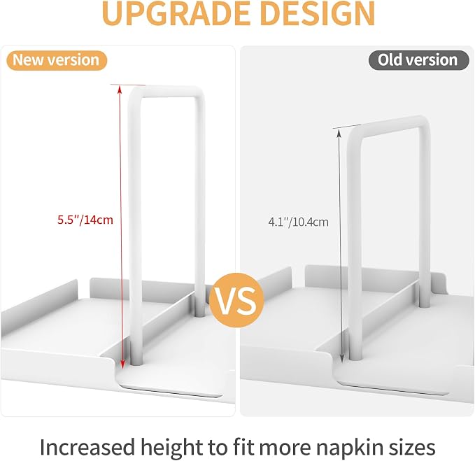 Napkin Holder for Table with Salt and Pepper Shakers Caddy, White | Metal Napkin Holder, Standing Paper Napkin Storage for Kitchen Dining Table Decor - Image 2