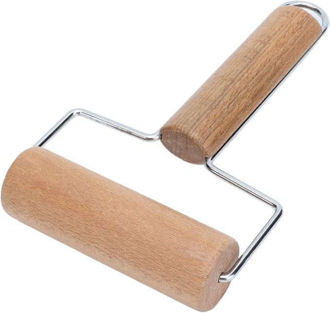 Rolling Pin, Beech Wood and Stainless Steel Dough Roller, Smooth Polished Surface, 160g Pastry Tool for Pizza Cake Bread Cookie Baking Home Kitchen Bakers - Image 2